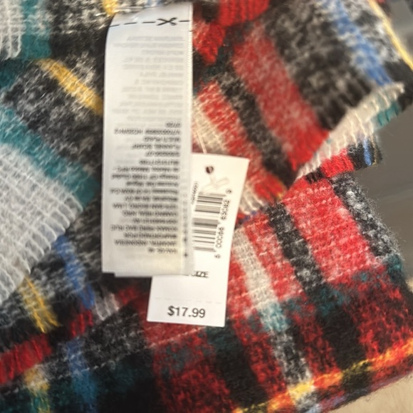 Old Navy plaid White Tartan Blanket scarf soft brushed flannel - Picture 5 of 5